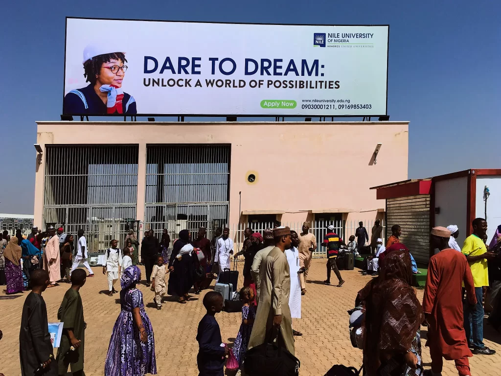 Image of Nile University's rooftop billboard